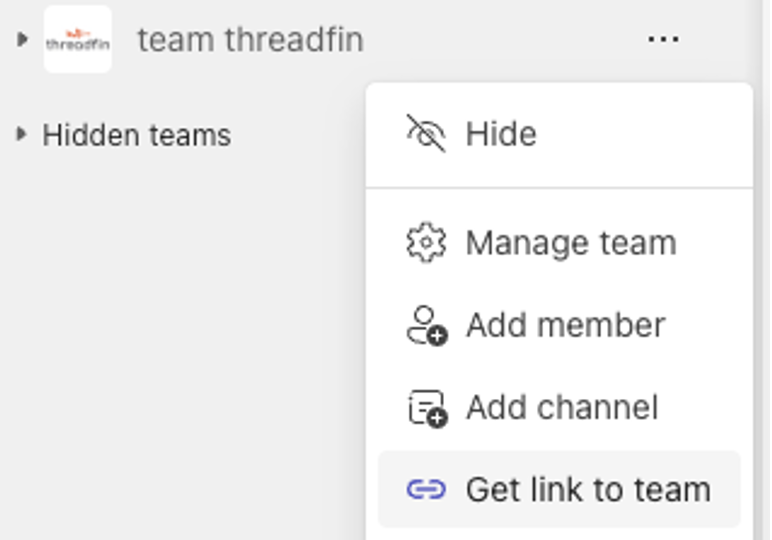 redirect them to the Teams channel: get link to team