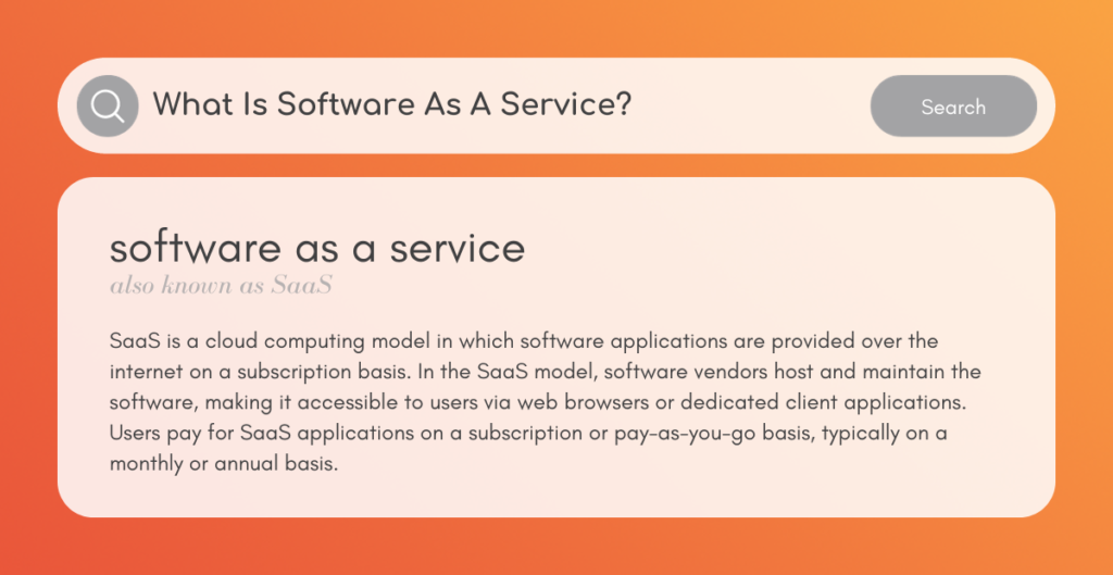 software as a service (SAAS)