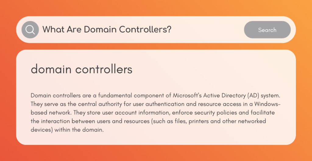 Domain controller definition including authentication and authorization