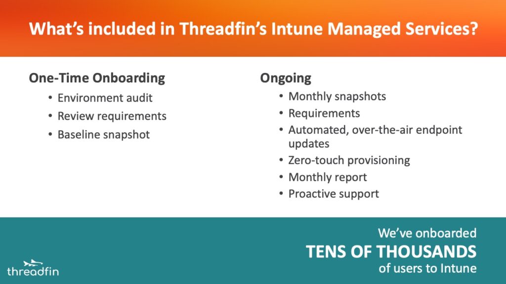 What's included in Threadfin's Intune managed services